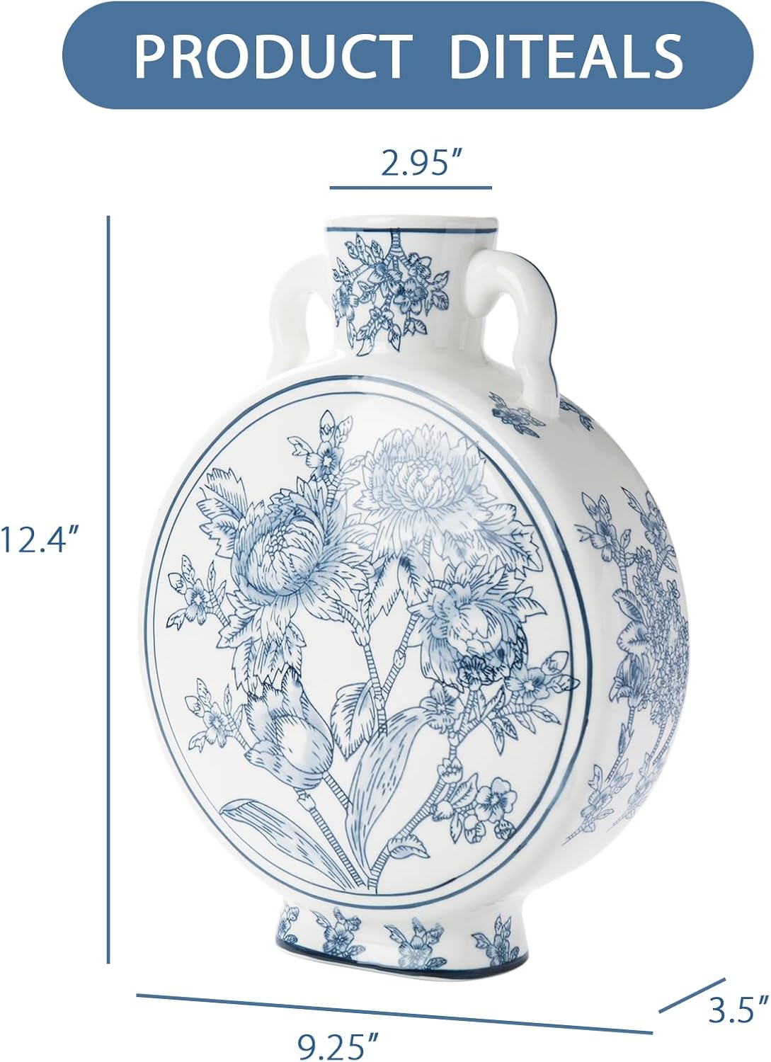 Large Blue and White Chinoiserie Vase