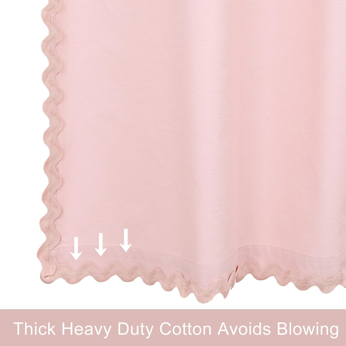 Scalloped Cotton Shower Curtain, White and Blue