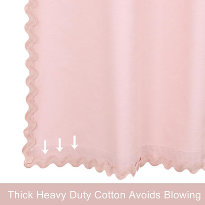 Scalloped Cotton Shower Curtain, White and Blue