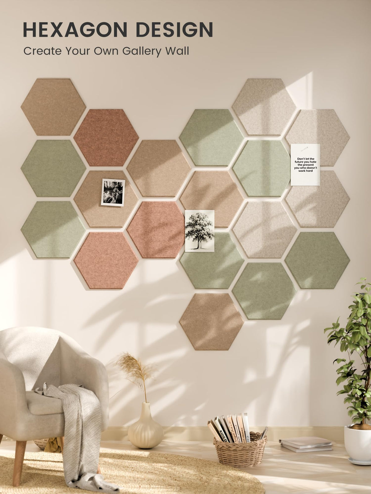 Blue Hexagon Felt Pin Board Tiles, 12 Pack