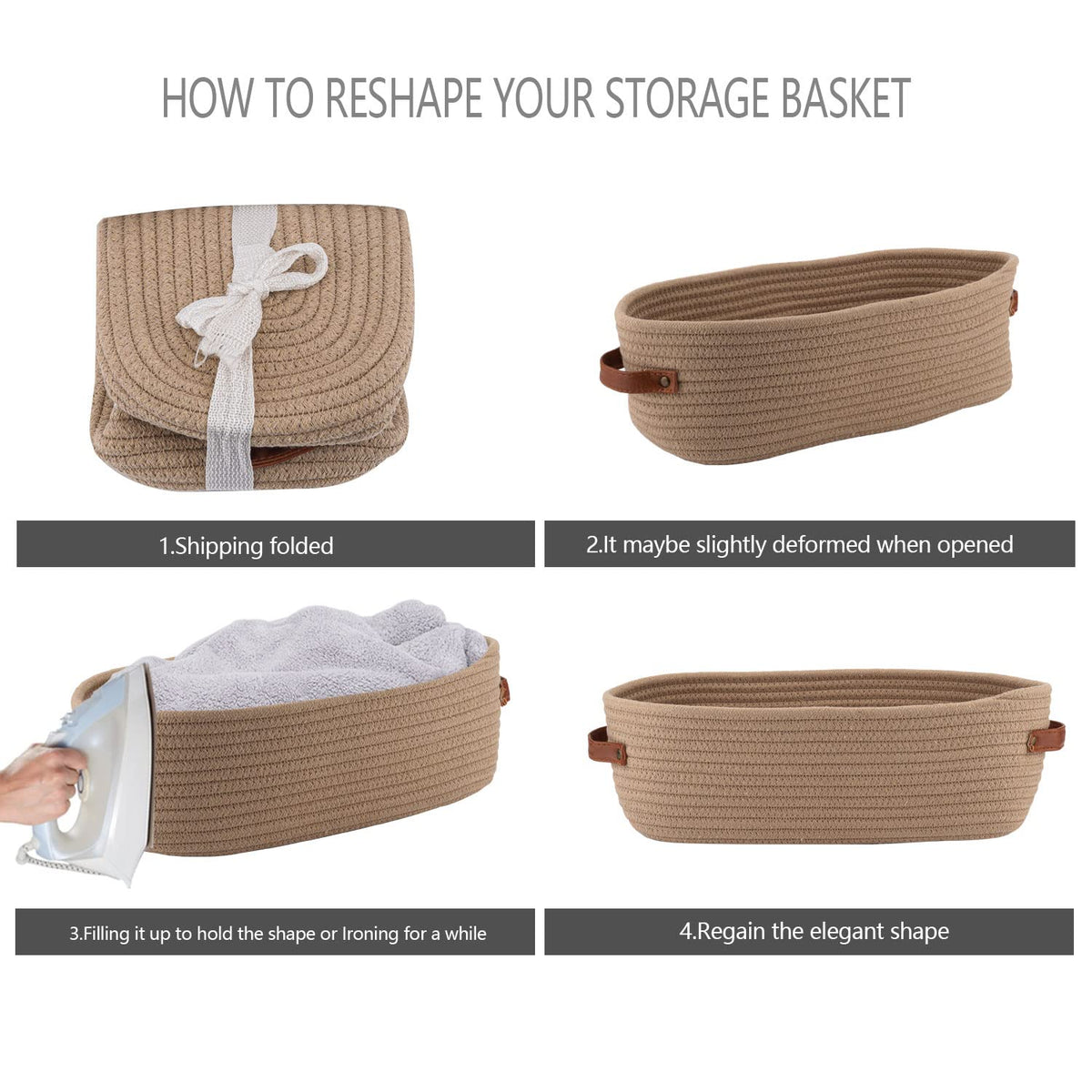 Woven Cotton Rope Toilet Tank Basket, Navy and White