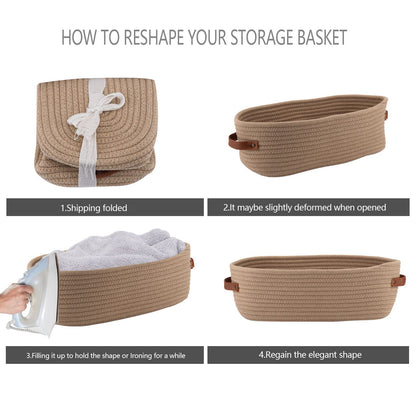 Woven Cotton Rope Toilet Tank Basket, Navy and White