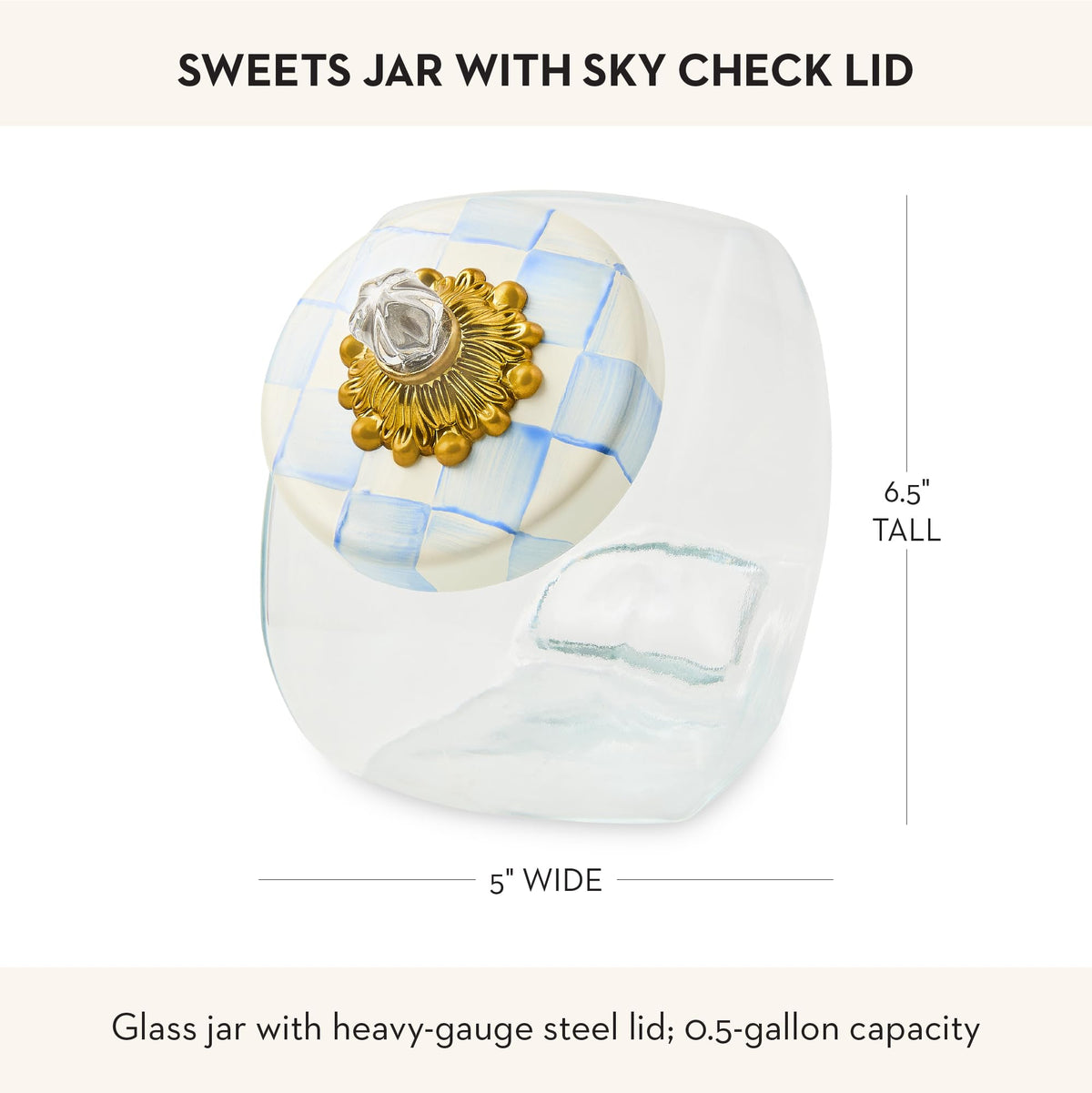 MacKenzie-Childs Glass Sweets Jar, Royal Check