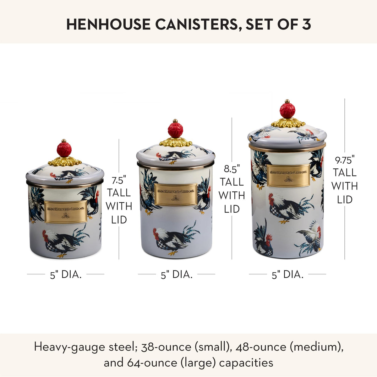 MacKenzie-Childs Enamel Canister Set, Royal Check