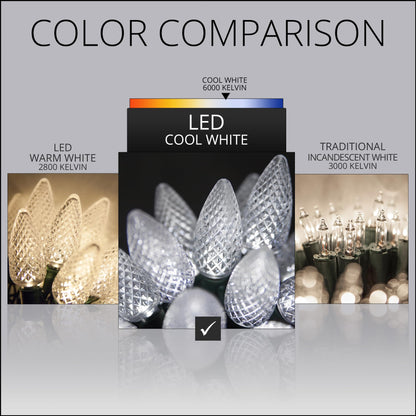 Blue C9 LED Christmas Light Set, 25 Bulbs