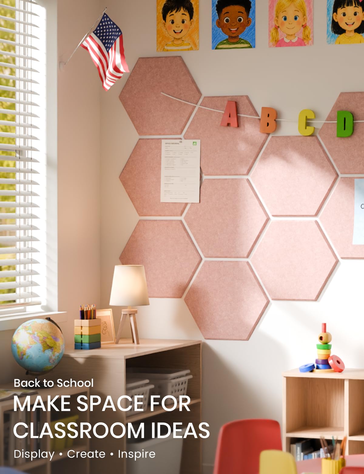 Blue Hexagon Felt Pin Board Tiles, 12 Pack