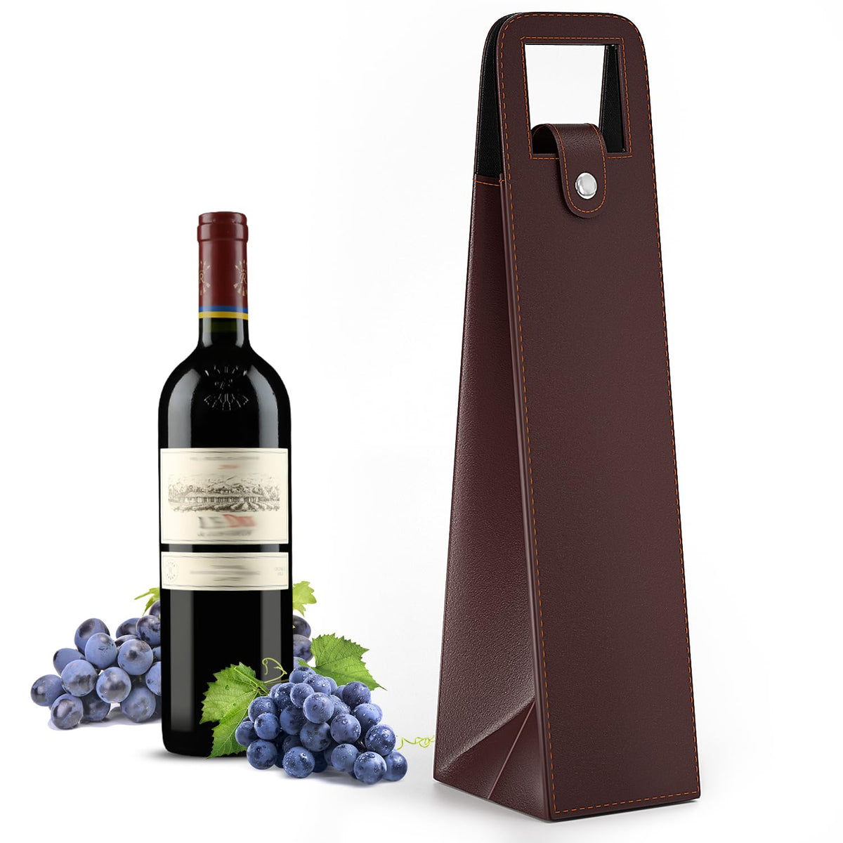 Blue Leather Wine Gift Bag
