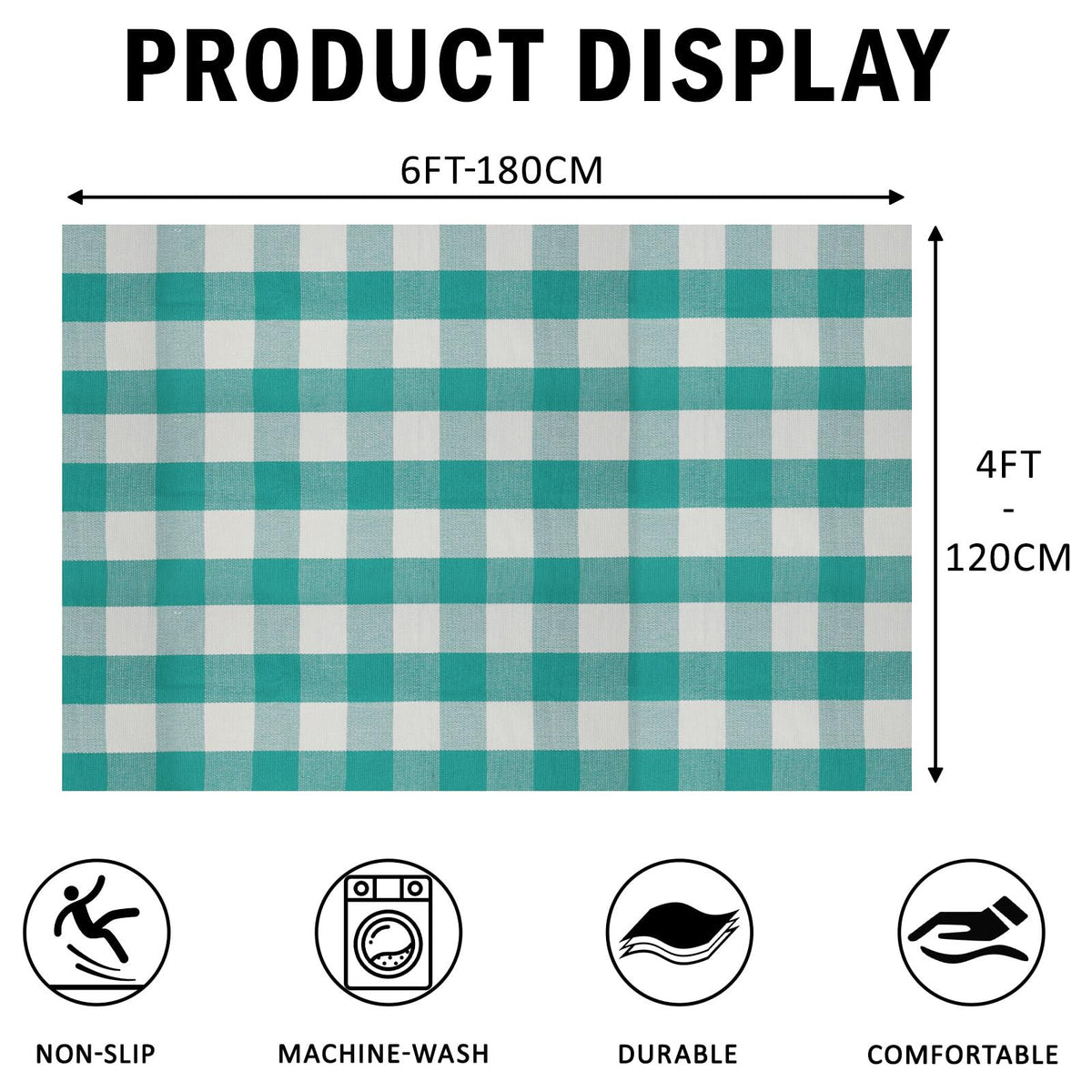 SEEKSEE Blue Buffalo Plaid Porch Rug, 27.5x43