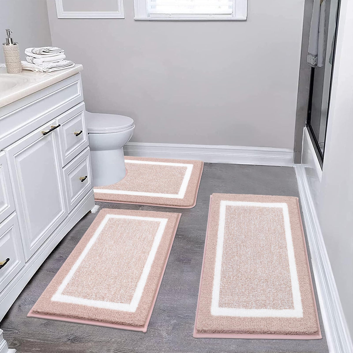 Shaggy Microfiber Bath Rug Set, 3 Piece