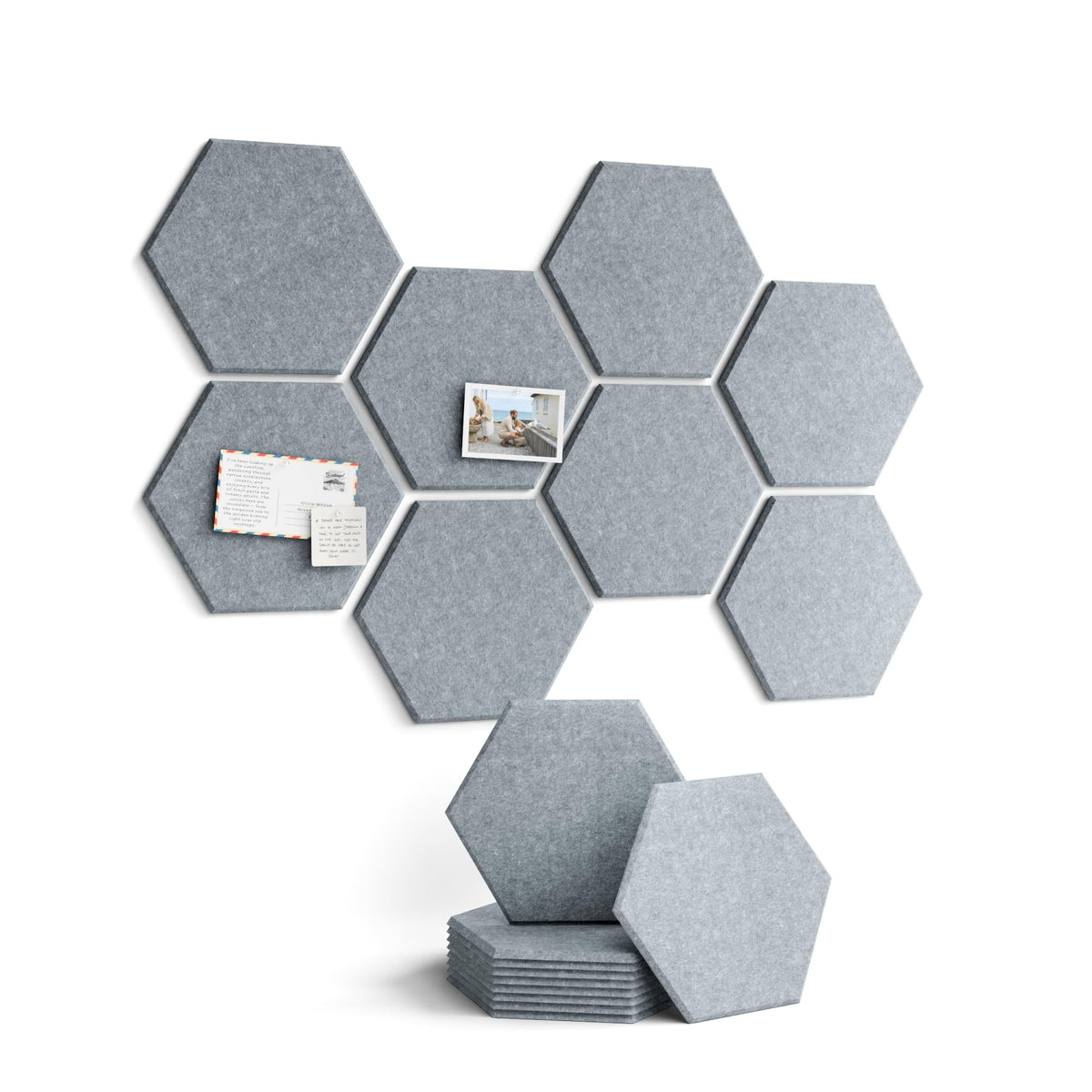 Blue Hexagon Felt Pin Board Tiles, 12 Pack