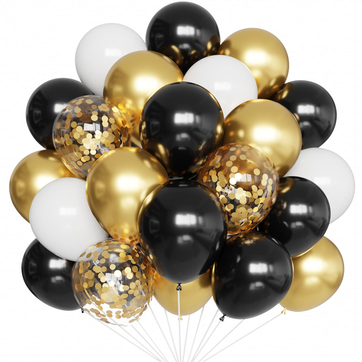 Royal Blue and White Confetti Balloons, 50 Pack