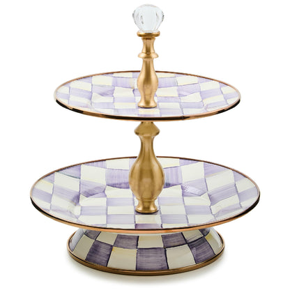 MacKenzie-Childs Two-Tier Sweet Stand, Royal Check
