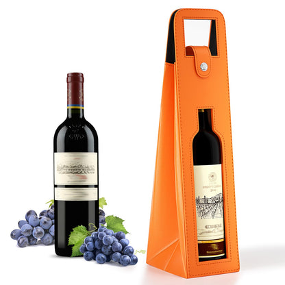 Blue Leather Wine Gift Bag