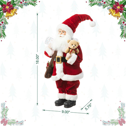 Blue Velvet Santa Figurine, 18 Inch