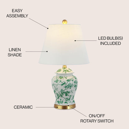 Jonathan Y Penelope Ginger Jar LED Table Lamp, 22 Inch