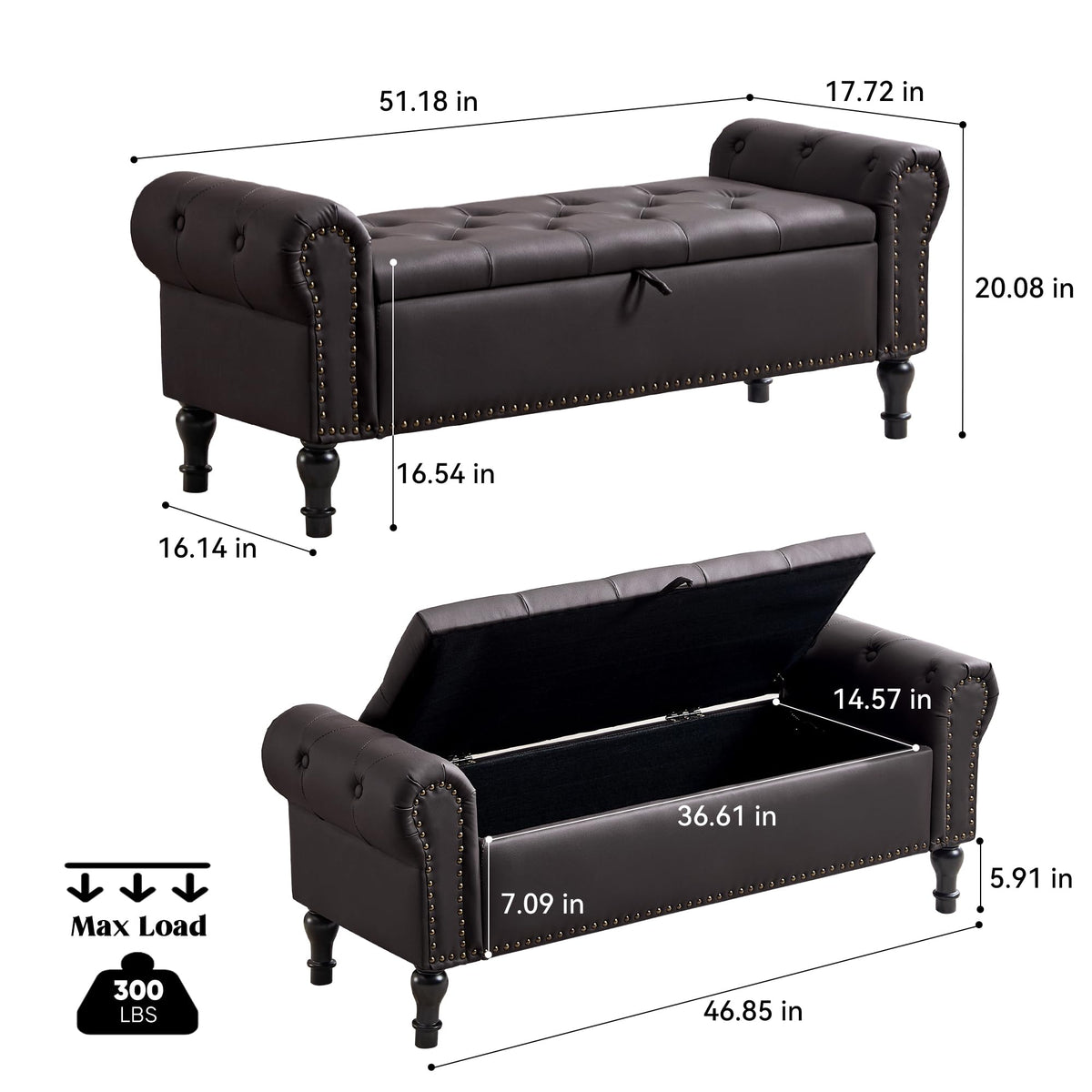 Navy Velvet Tufted Storage Bench