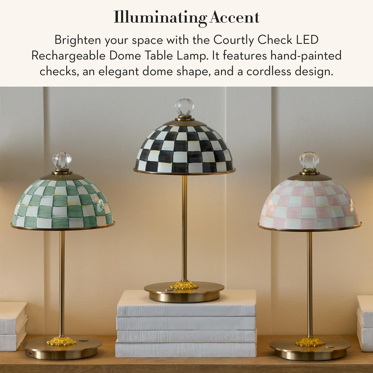 MacKenzie-Childs LED Dome Table Lamp, Sky Check
