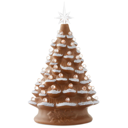 Hand Painted Ceramic Christmas Tree, 15 Inch Pre-Lit