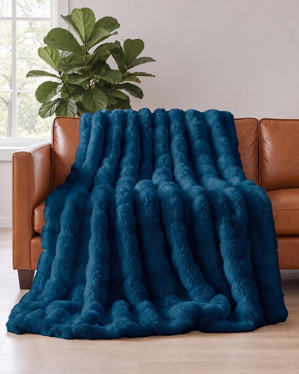 Faux Fur Bubble Throw Blanket, 50 x 60 Inch