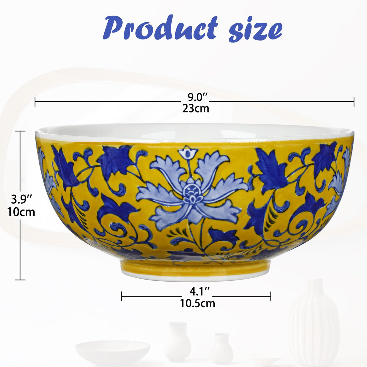 Blue and White Chinoiserie Bowl Planter, 9 Inch