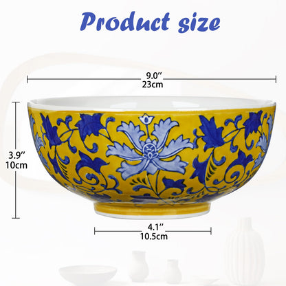 Blue and White Chinoiserie Bowl Planter, 9 Inch