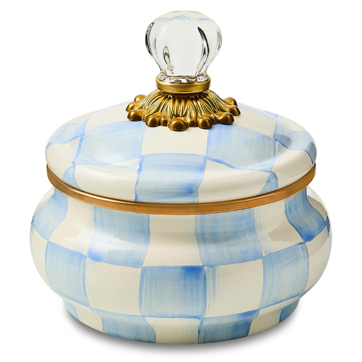 MacKenzie-Childs Enamel Squashed Pot, Royal Check