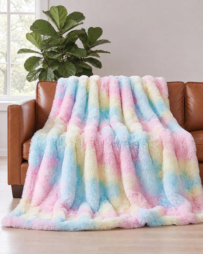 Faux Fur Bubble Throw Blanket, 50 x 60 Inch