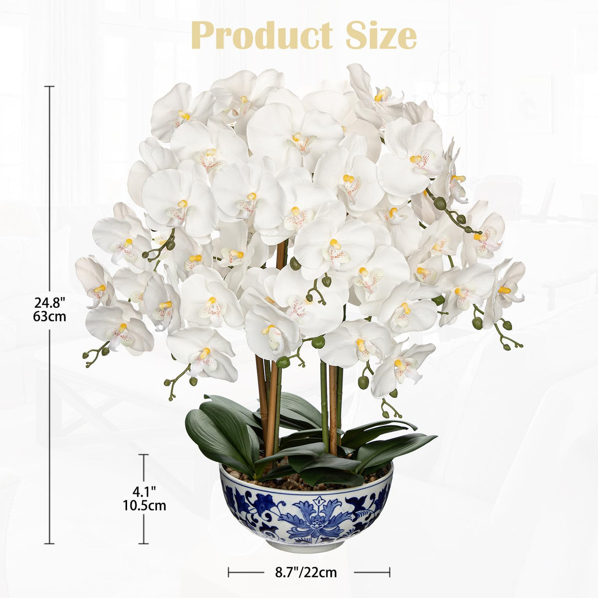 Briful White Orchid in Blue and White Porcelain Pot