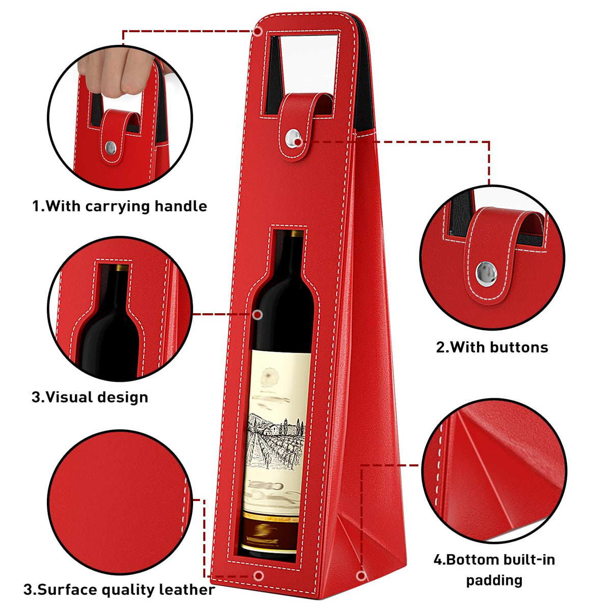 Blue Leather Wine Gift Bag