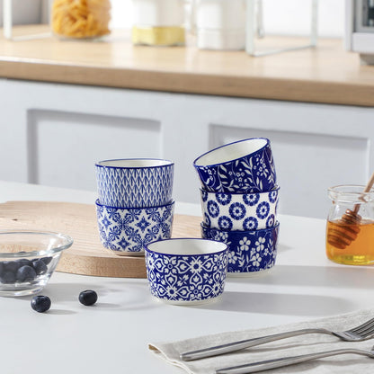 Floral Ceramic Ramekins, Set of 6