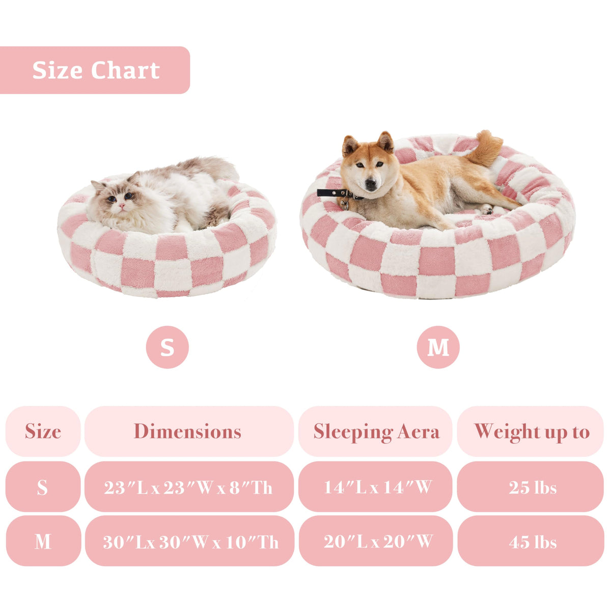 Blue Checkered Round Dog Bed