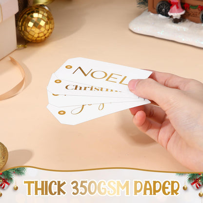 Christmas Gift Tags with Ribbon, 100 Pack, Blue and Silver