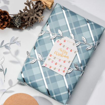 Christmas Wrapping Paper Rolls, Blue and Silver, 4 Rolls