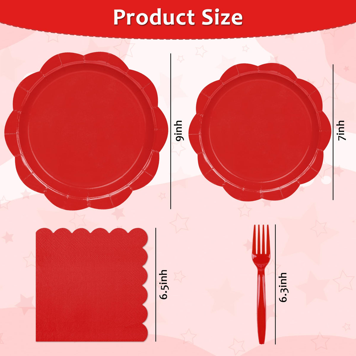 Blue Scalloped Paper Plates and Napkins, Serves 24