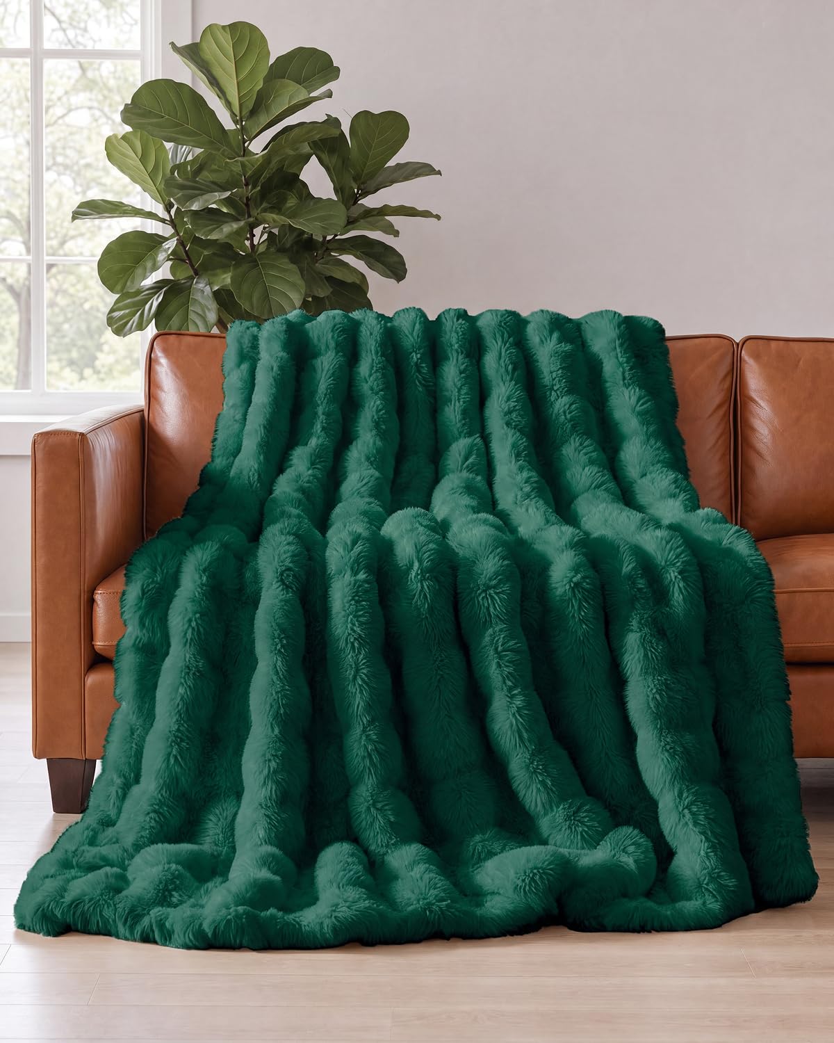 Faux Fur Bubble Throw Blanket, 50 x 60 Inch