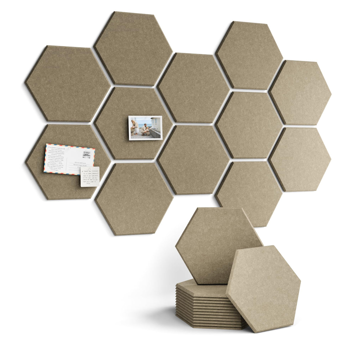 Blue Hexagon Felt Pin Board Tiles, 12 Pack