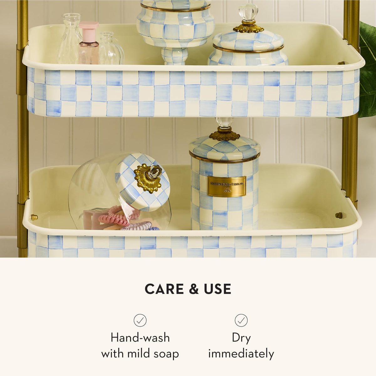 MacKenzie-Childs Glass Sweets Jar, Royal Check