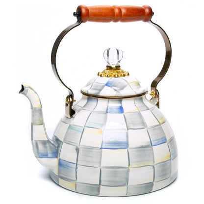 MacKenzie-Childs Enamel Tea Kettle, Royal Check