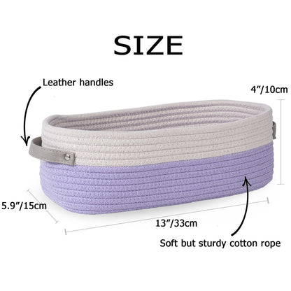 Woven Cotton Rope Toilet Tank Basket, Navy and White