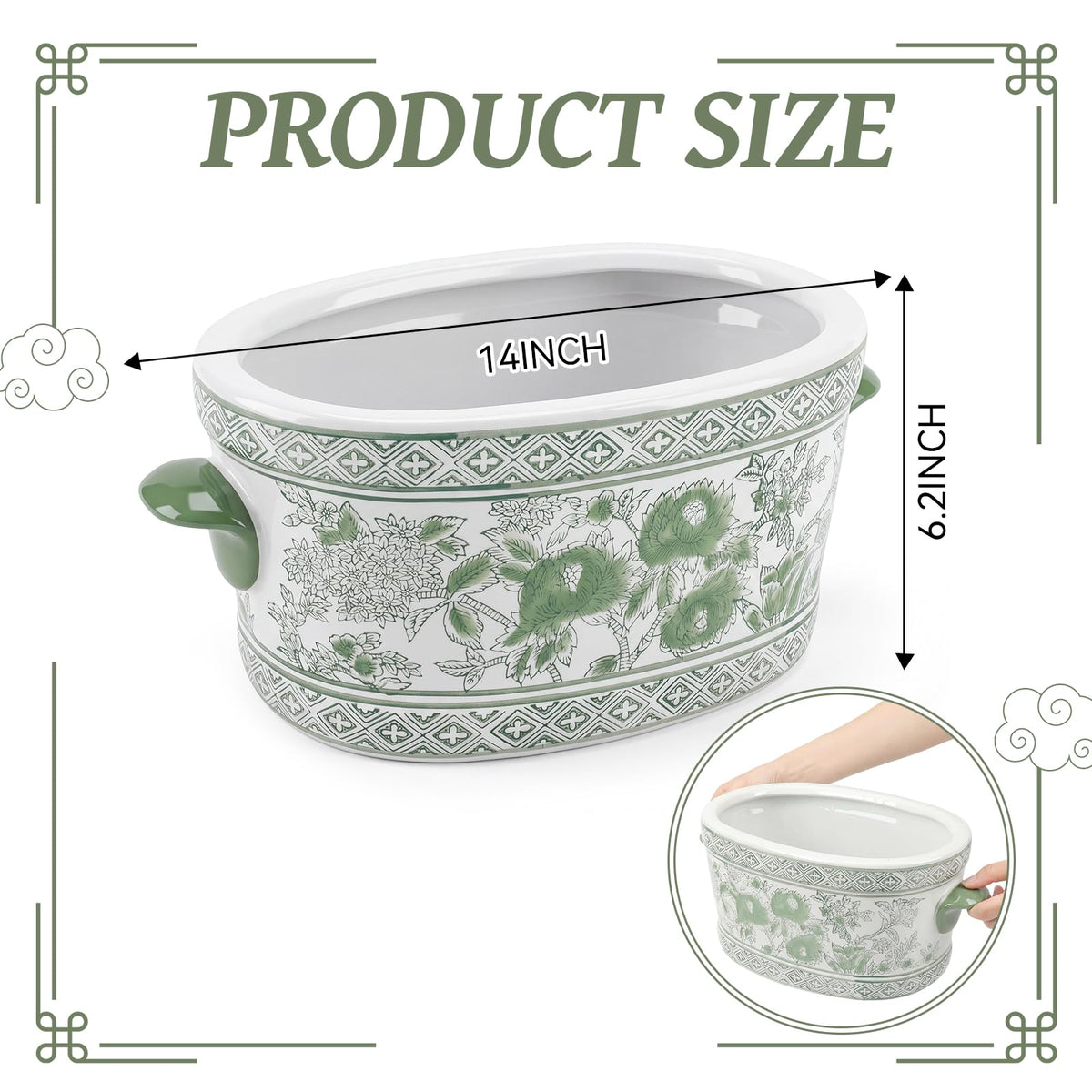 Blue and White Chinoiserie Oval Planter