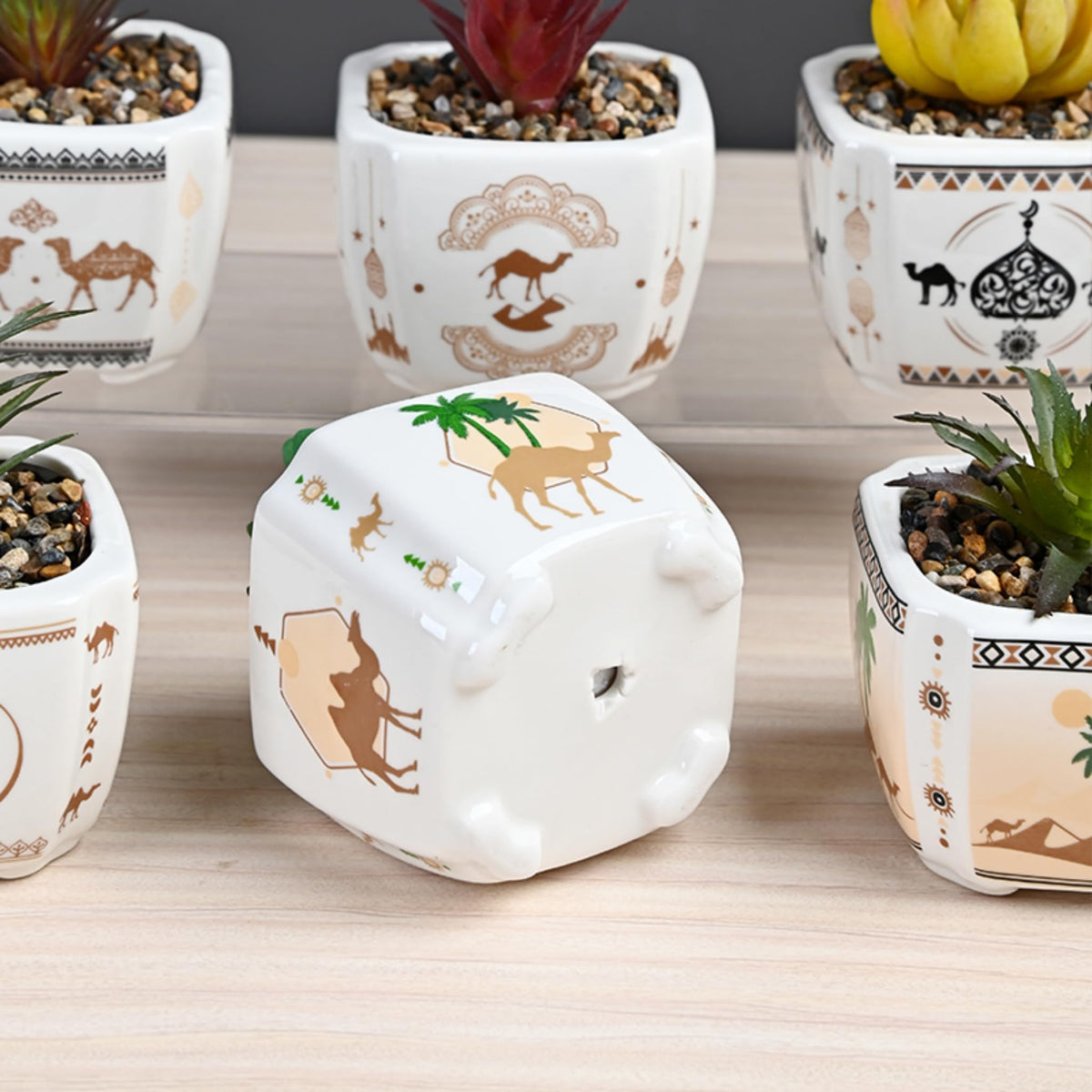 Blue and White Succulent Planters, Set of 6