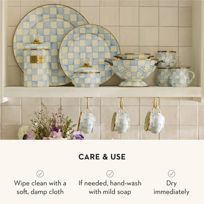 MacKenzie-Childs Enamel Squashed Pot, Royal Check