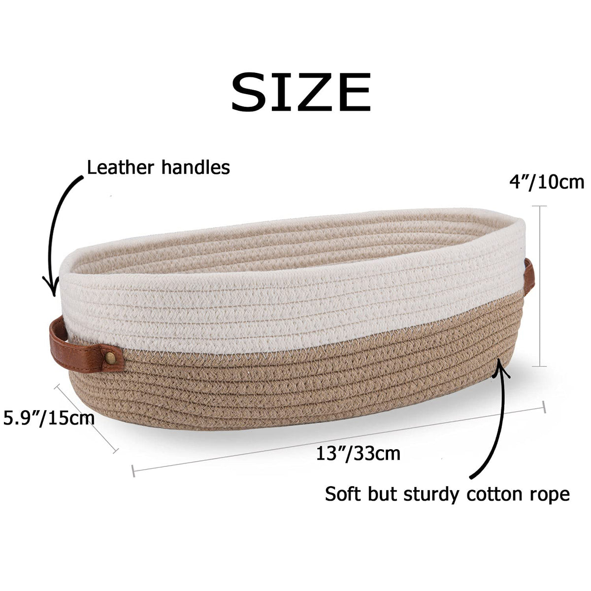 Woven Cotton Rope Toilet Tank Basket, Navy and White