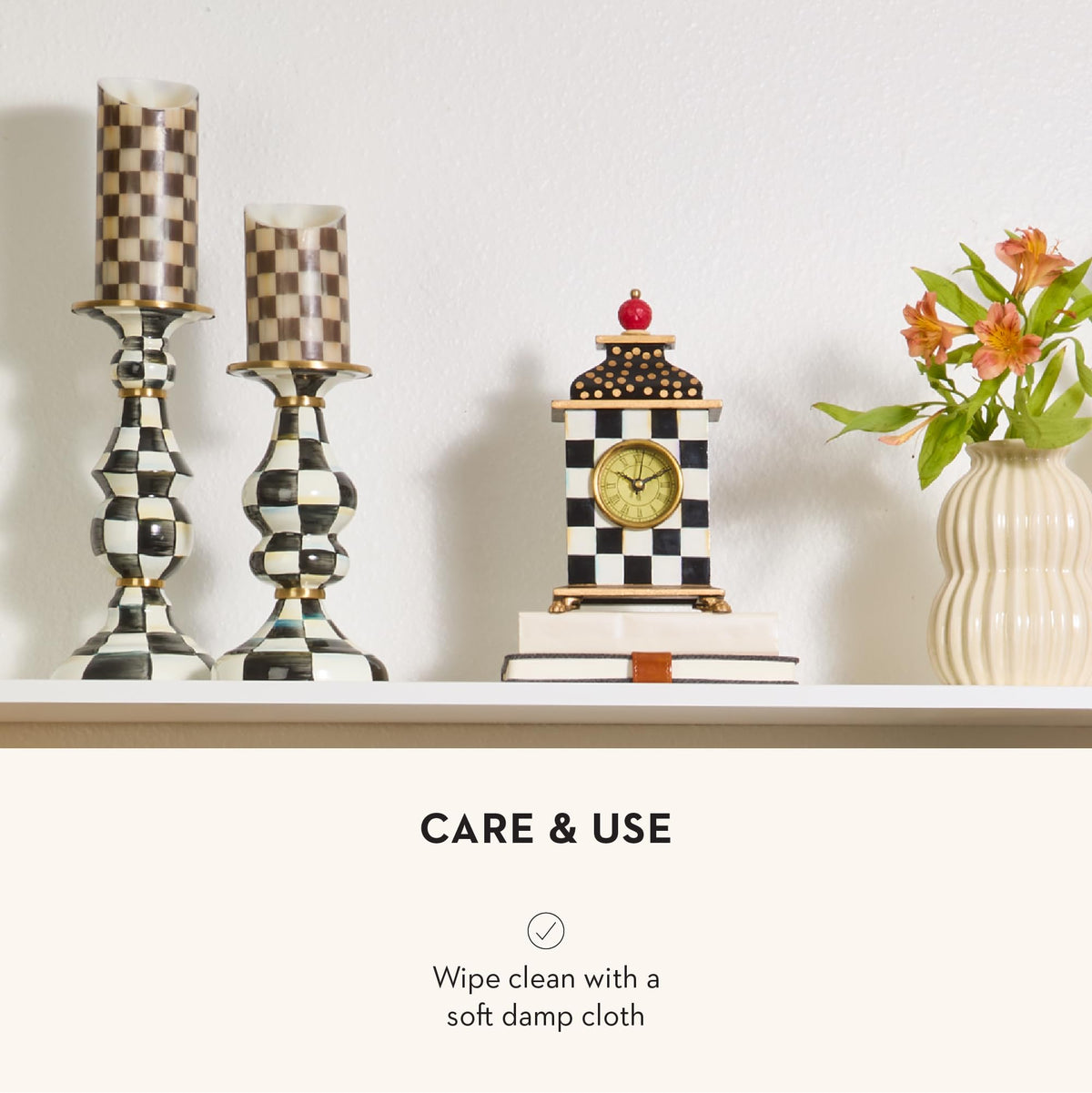 MacKenzie-Childs Sky Check Pillar Candlestick