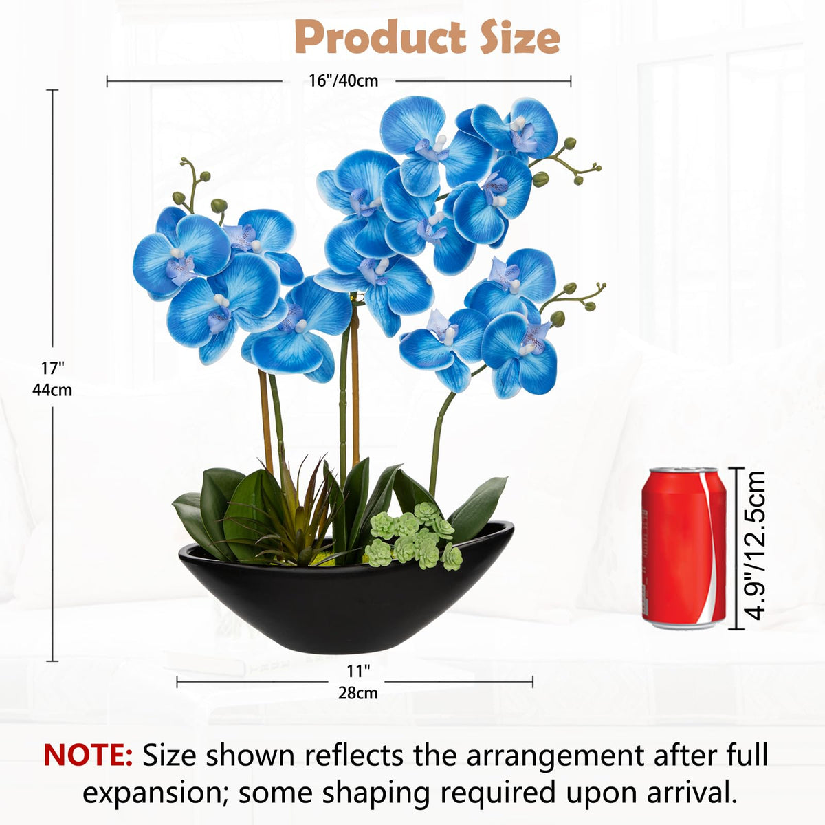 Briful Faux Orchid in Blue and White Boat Vase