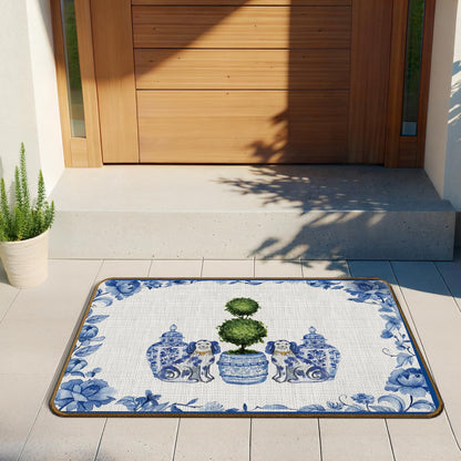 Chinoiserie Dachshund Doormat, 17 x 30 Inch