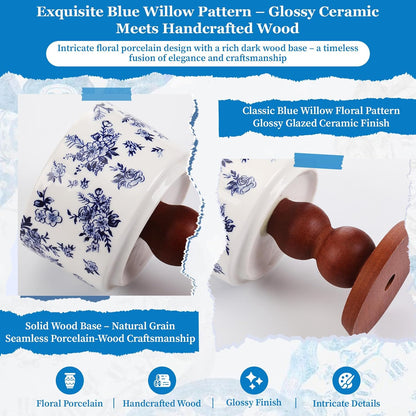 Chinoiserie Ceramic Candle Holders, Set of 4