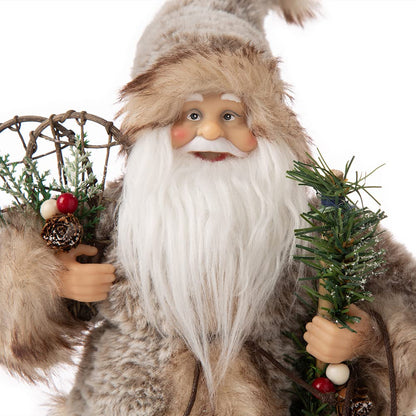Blue Velvet Santa Figurine, 18 Inch