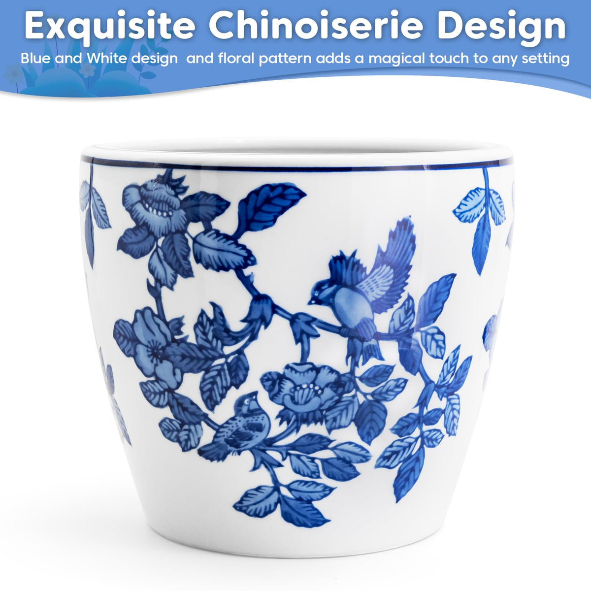 HakkaGirl Blue and White Chinoiserie Planters