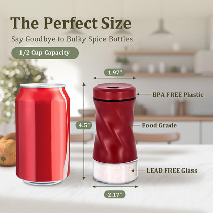 Glass Salt and Pepper Shakers, Adjustable, 4 oz, Set of 2